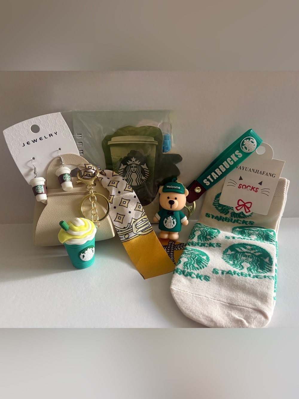 Starbucks Gift Bundle | Coffee Earrings, Mini Bag + More | Vanilla Latte